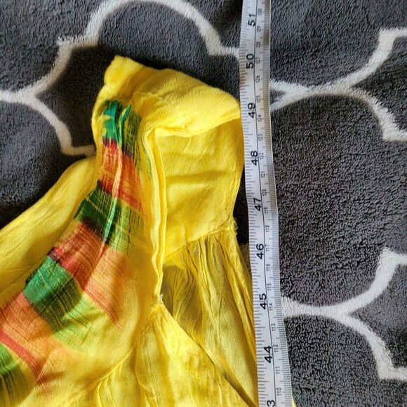 SEVEN ISLANDS Maxi Dress One size Yellow Boho Floral Beach Summer Resort Artsy - Picture 5 of 7